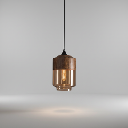 Scandinavische houten glazen hanglamp - ScandiSphere