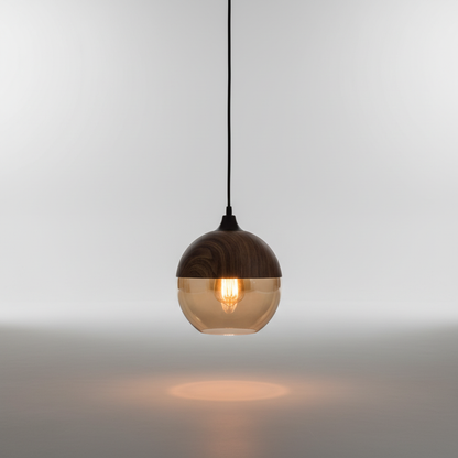 Scandinavische houten glazen hanglamp - ScandiSphere