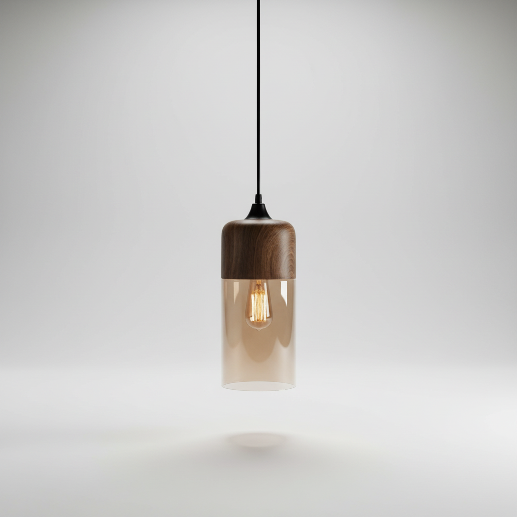 Scandinavische houten glazen hanglamp - ScandiSphere