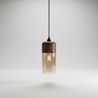 Scandinavische houten glazen hanglamp - ScandiSphere