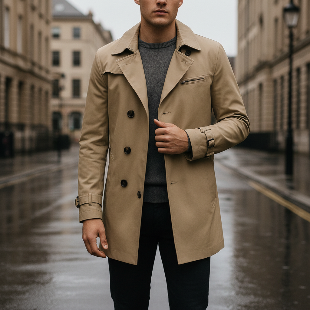 Gestructureerde Trenchcoat Met Schoudervullingen - Warren