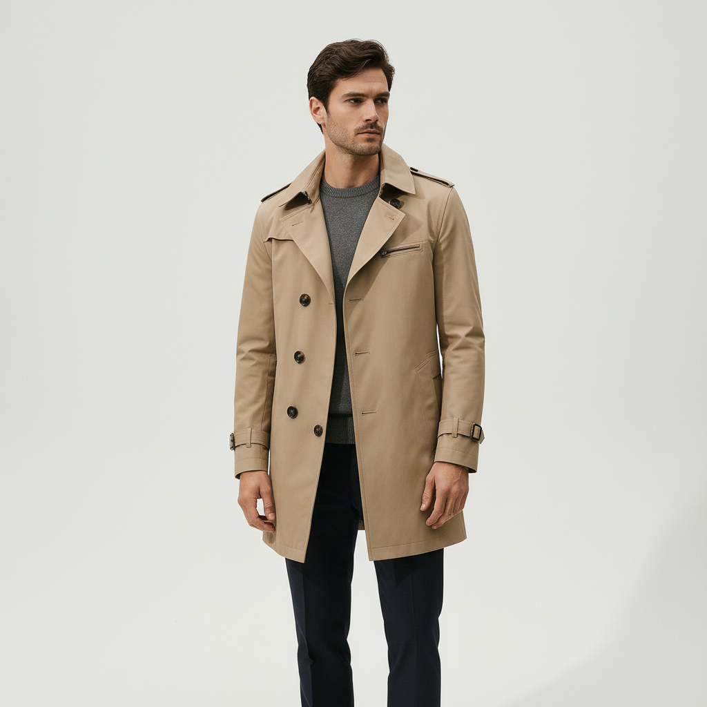 Gestructureerde Trenchcoat Met Schoudervullingen - Warren