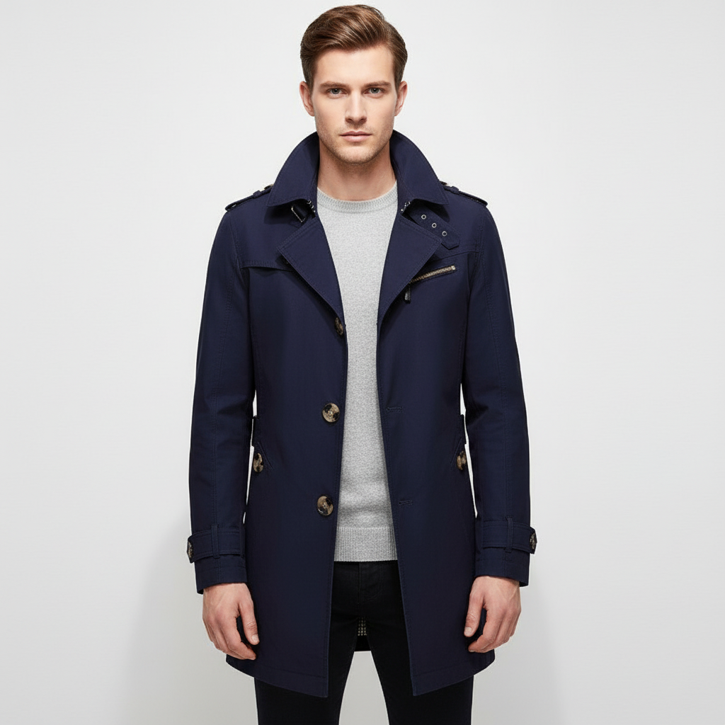 Gestructureerde Trenchcoat Met Schoudervullingen - Warren