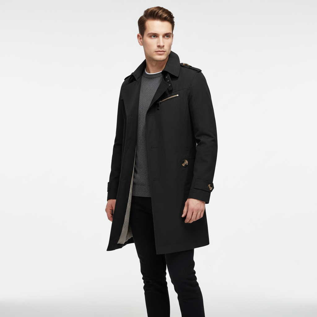 Gestructureerde Trenchcoat Met Schoudervullingen - Warren