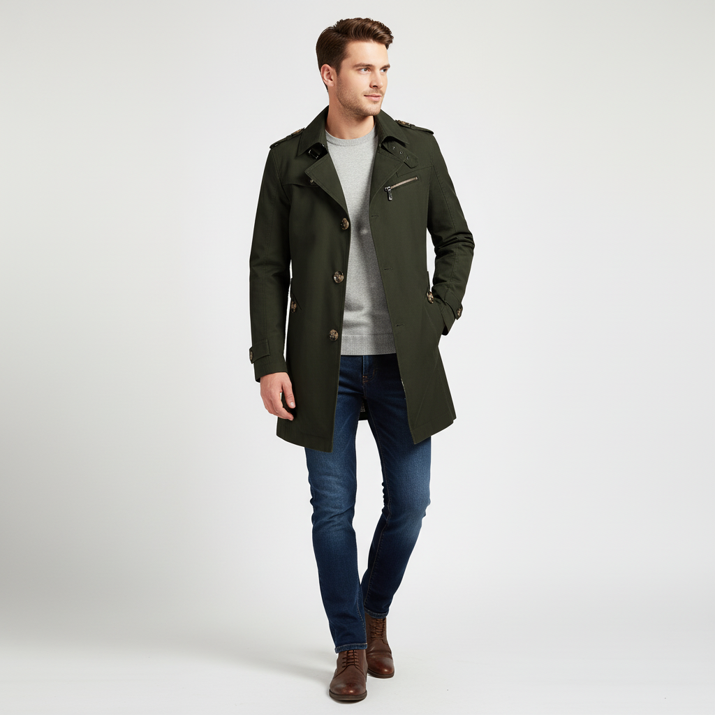 Gestructureerde Trenchcoat Met Schoudervullingen - Warren