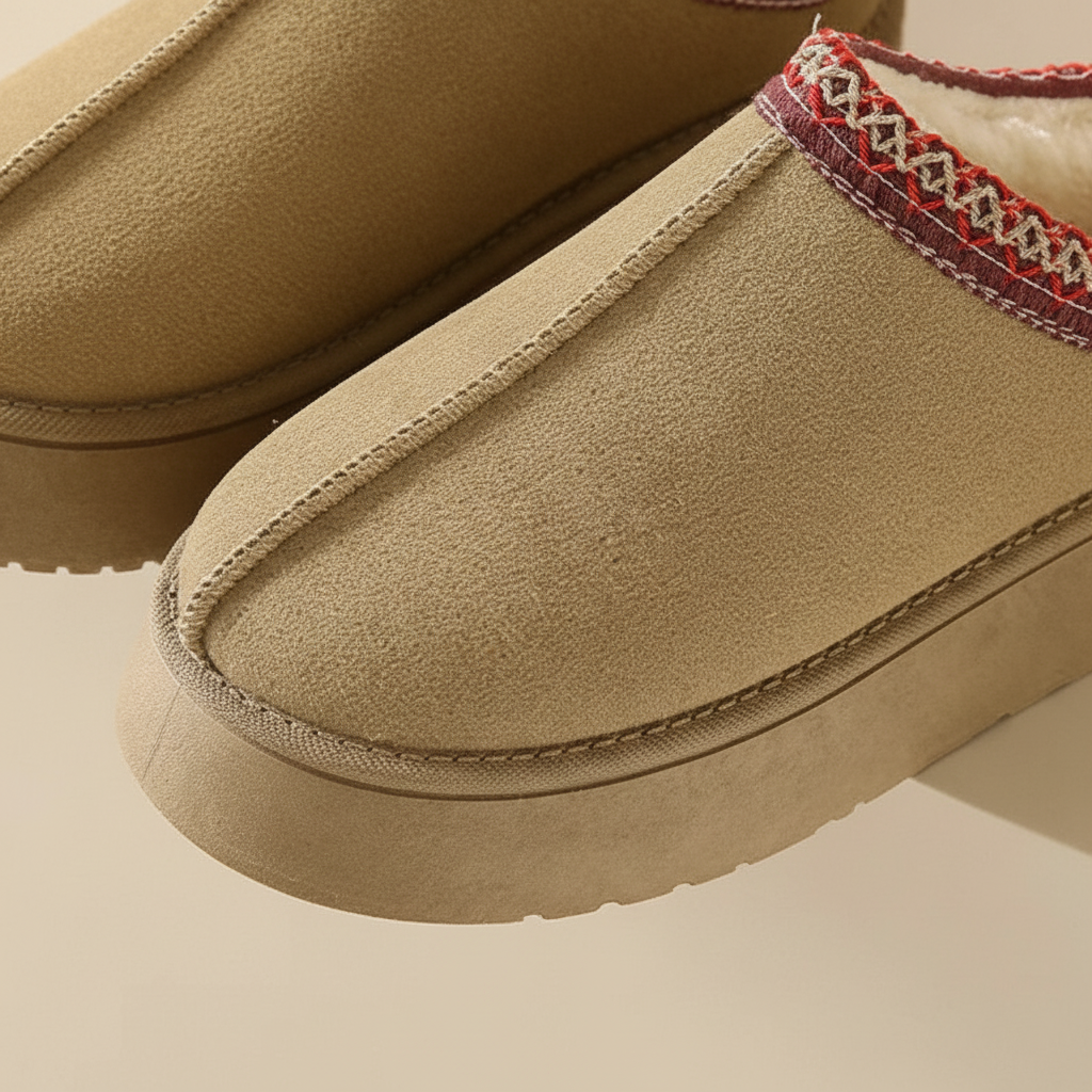Wildlederlook Huisschoenen Met Voering - WarmLoafer