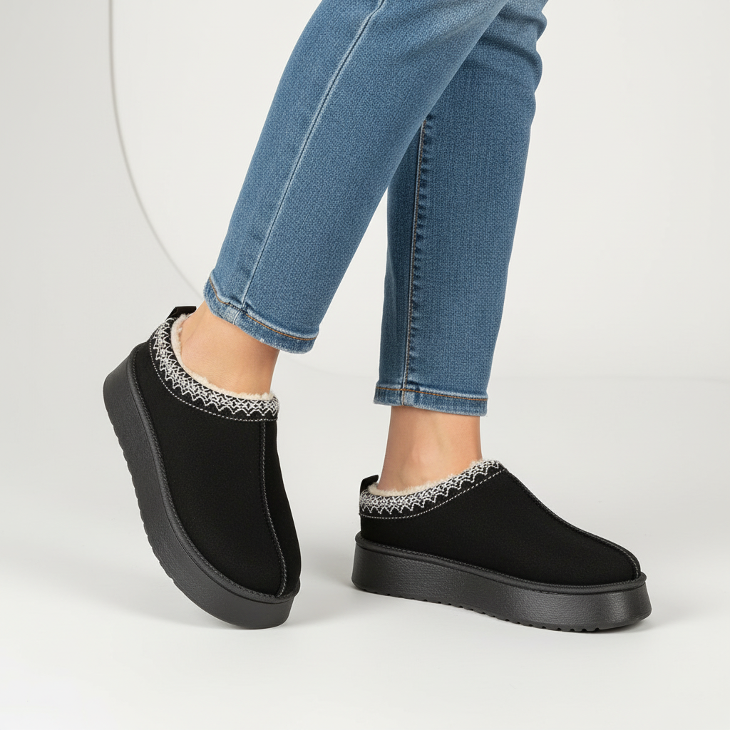 Wildlederlook Huisschoenen Met Voering - WarmLoafer
