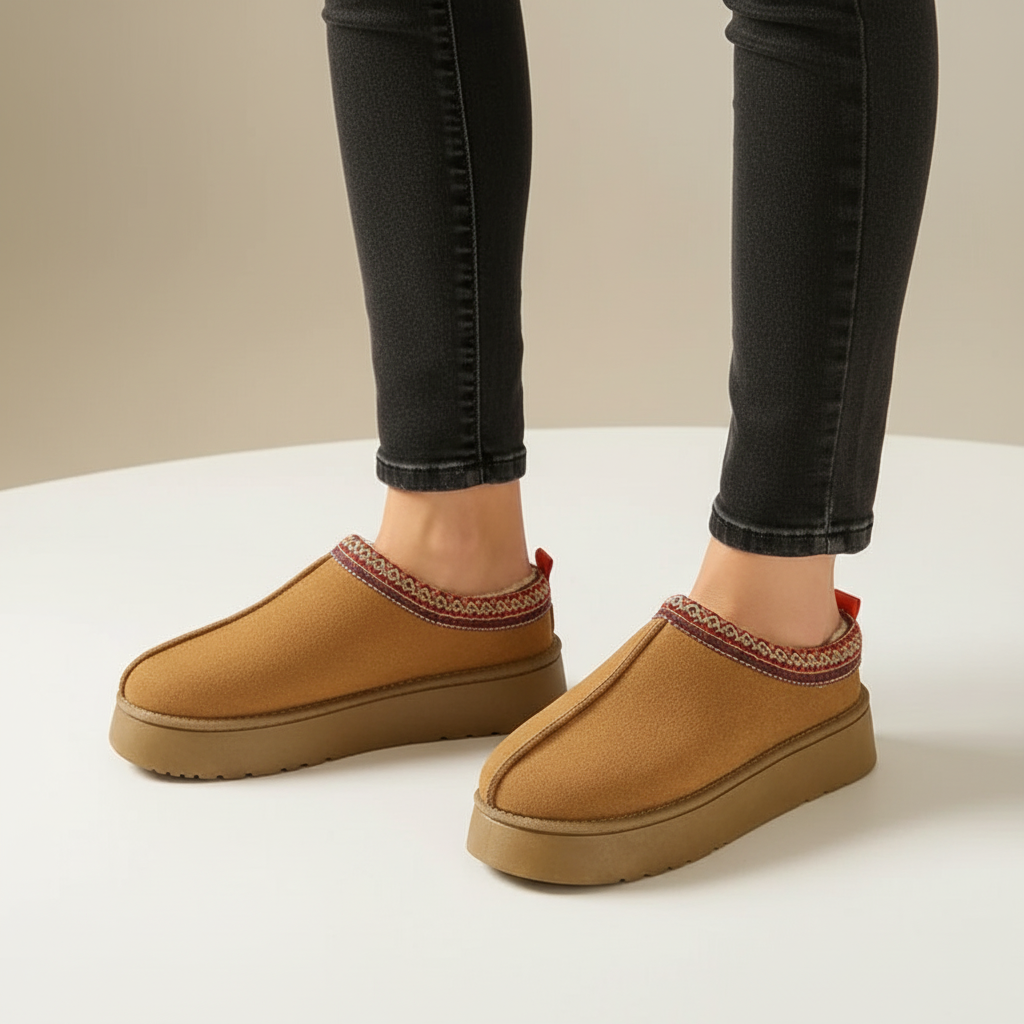 Wildlederlook Huisschoenen Met Voering - WarmLoafer