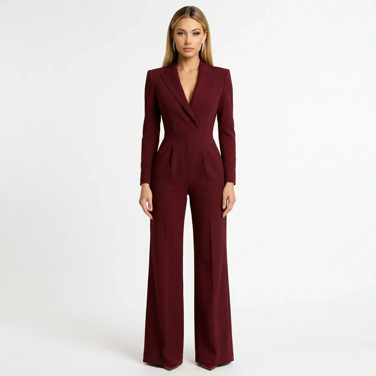 Getailleerde blazer-jumpsuit met wijde broekspijpen - Luisa