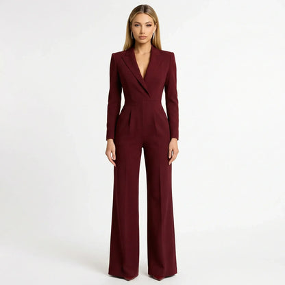Getailleerde blazer-jumpsuit met wijde broekspijpen - Luisa