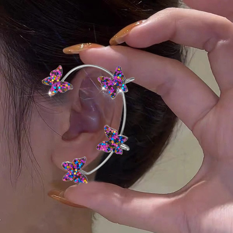 Sparkling Earings Butterfly Clips