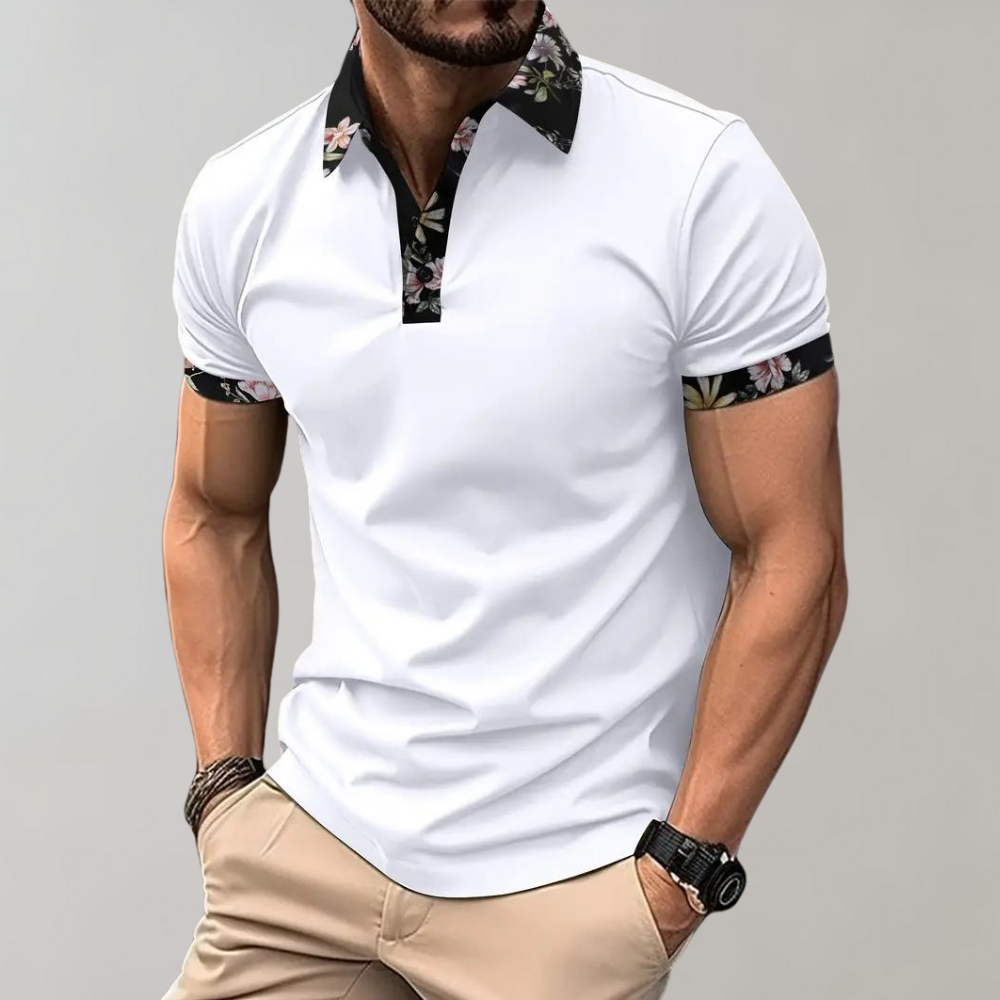 Heren Polo met Subtiele Print - Noah