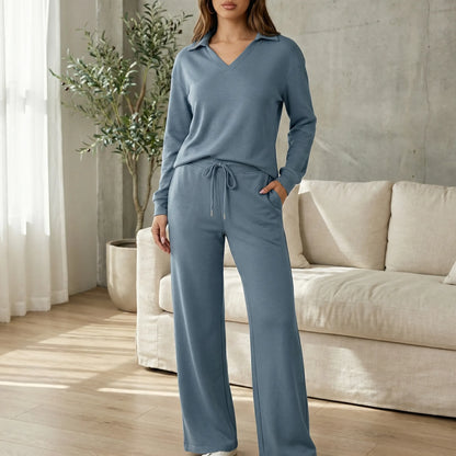 Wijde loungewearset met wijde pijpen - Joleen