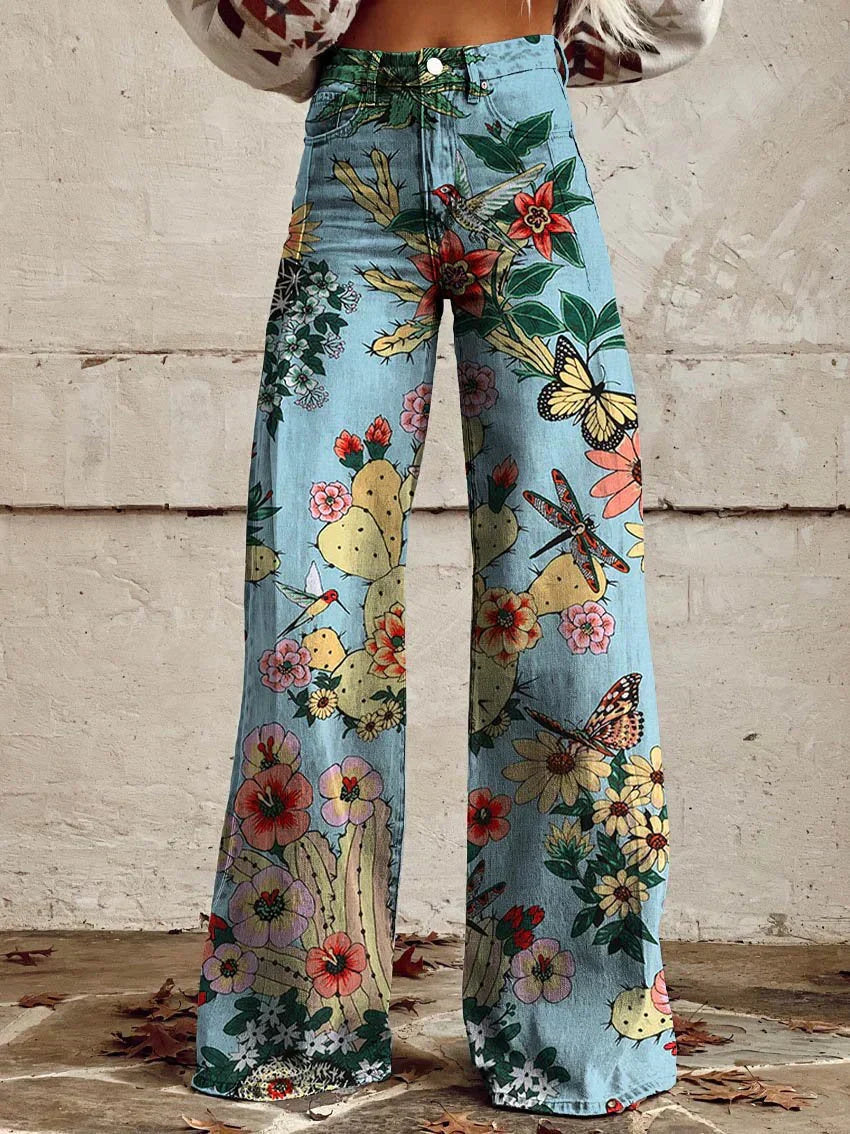 Wijde broek met bloemenprint - Alexis