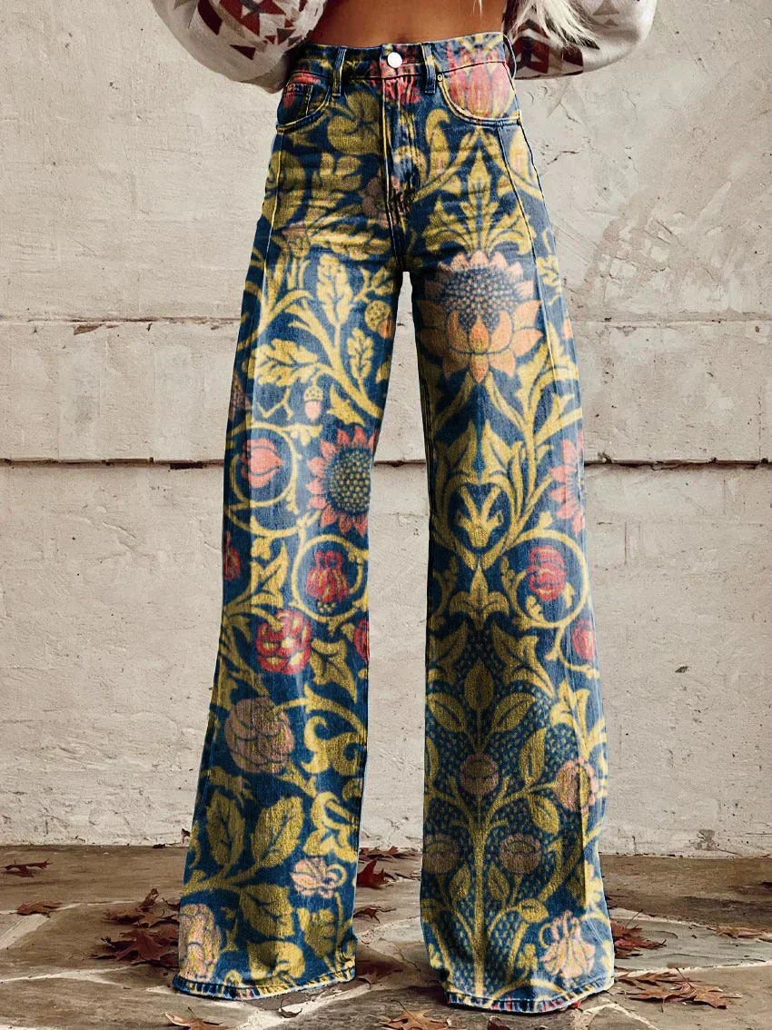 Wijde broek met bloemenprint - Alexis
