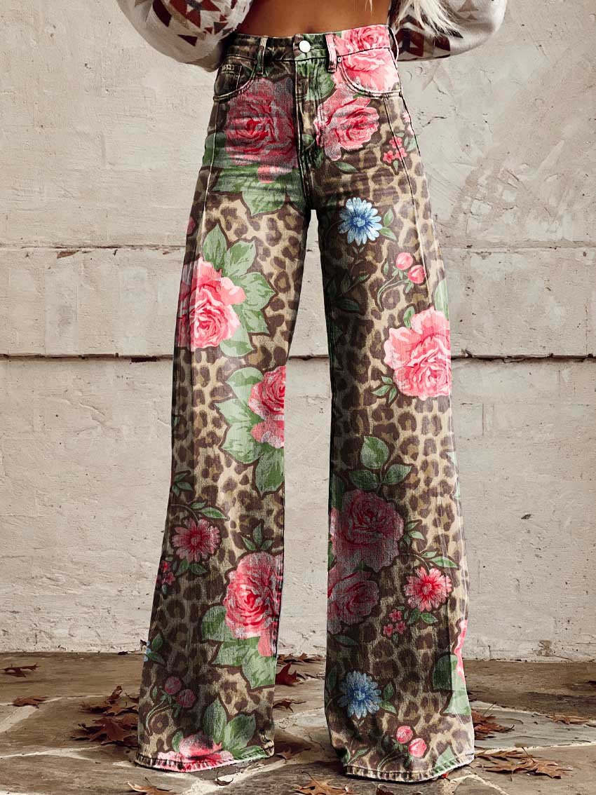 Wijde broek met bloemenprint - Alexis