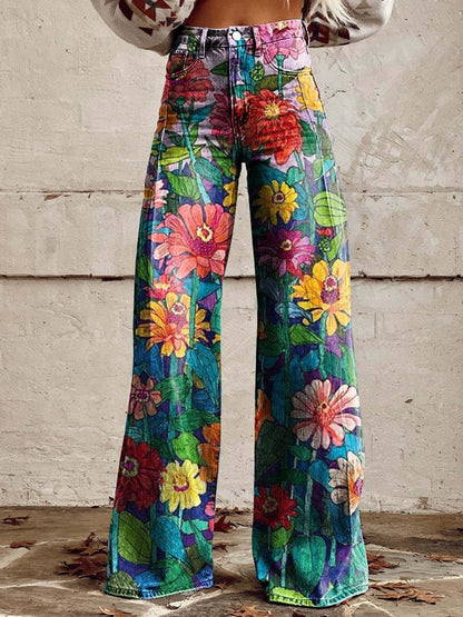 Wijde broek met bloemenprint - Alexis