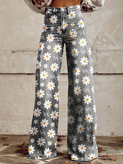 Wijde broek met bloemenprint - Alexis