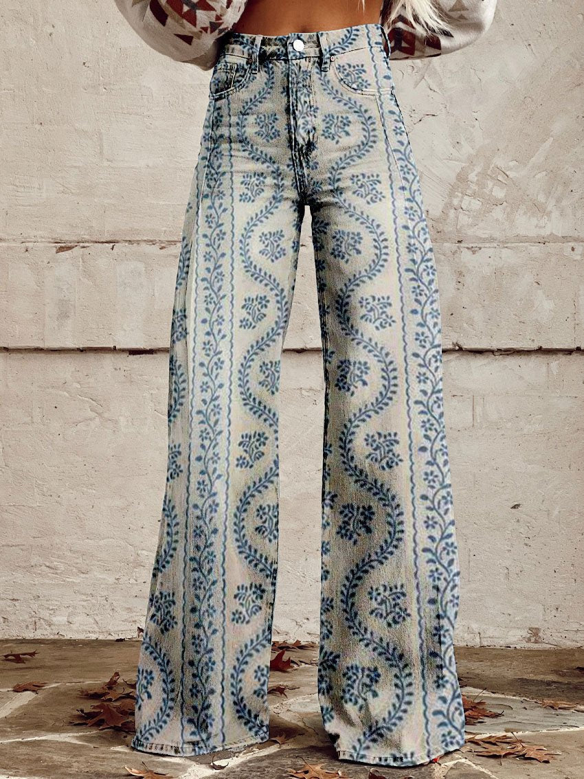 Wijde broek met bloemenprint - Alexis