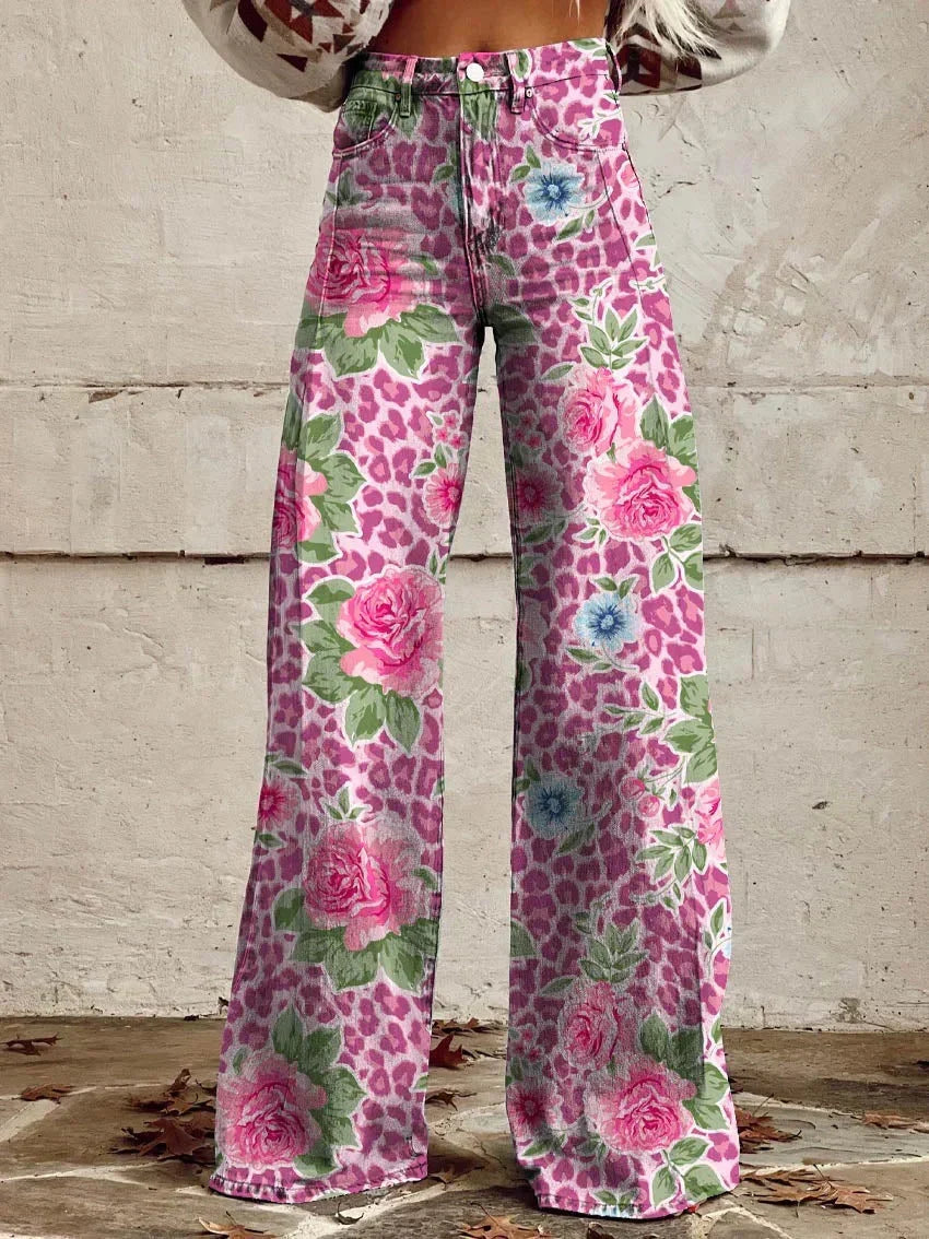 Wijde broek met bloemenprint - Alexis