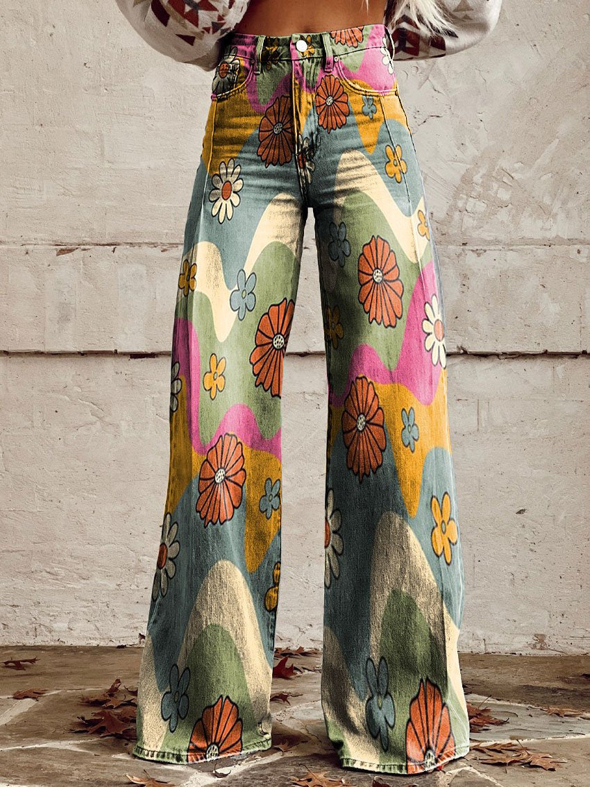 Wijde broek met bloemenprint - Alexis