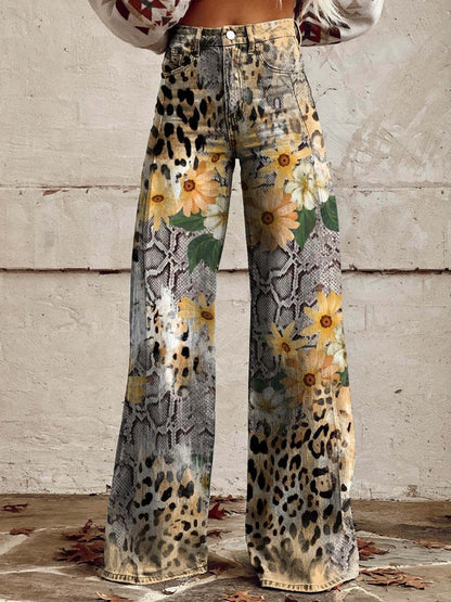 Wijde broek met bloemenprint - Alexis