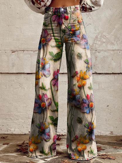 Wijde broek met bloemenprint - Alexis