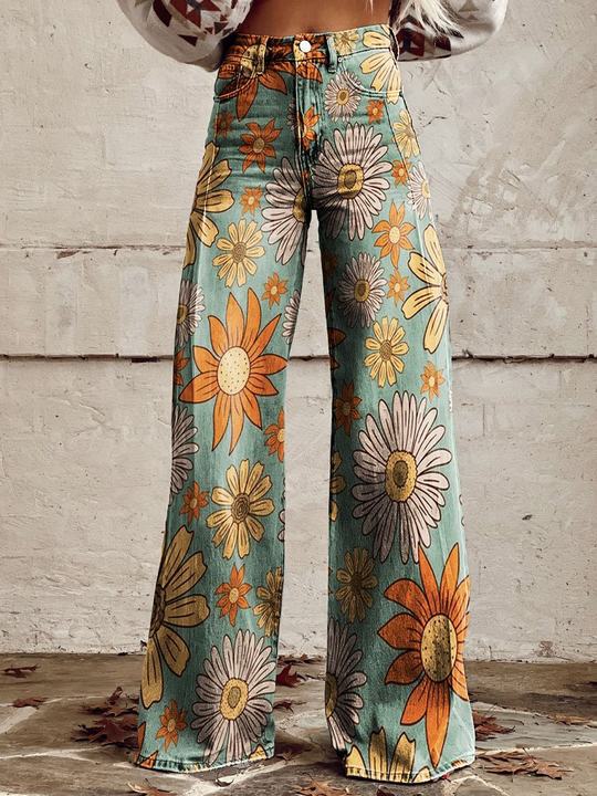 Wijde broek met bloemenprint - Alexis