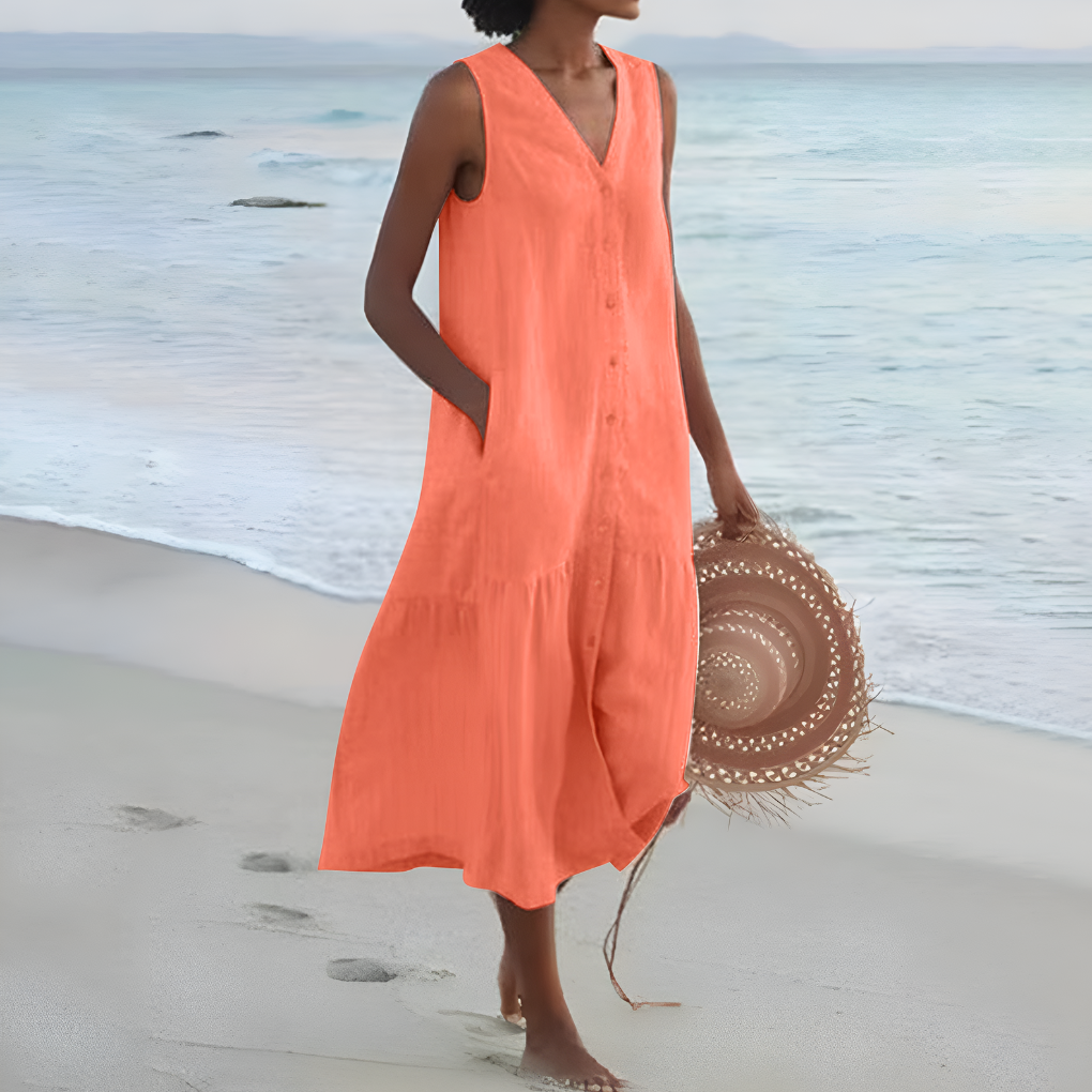 Zomerse Jurk voor Dames – Mouwloze Casual Vakantie Jurk