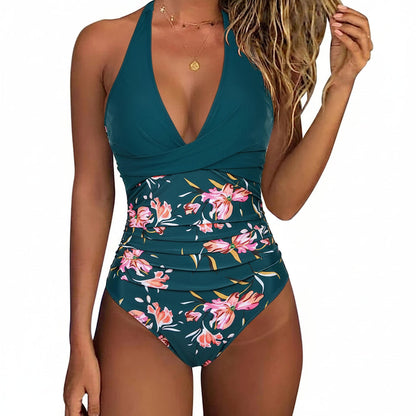 Luipaardprint Badpak - Sexy V-Hals Eendelig Zwempak voor Strand & Zomer