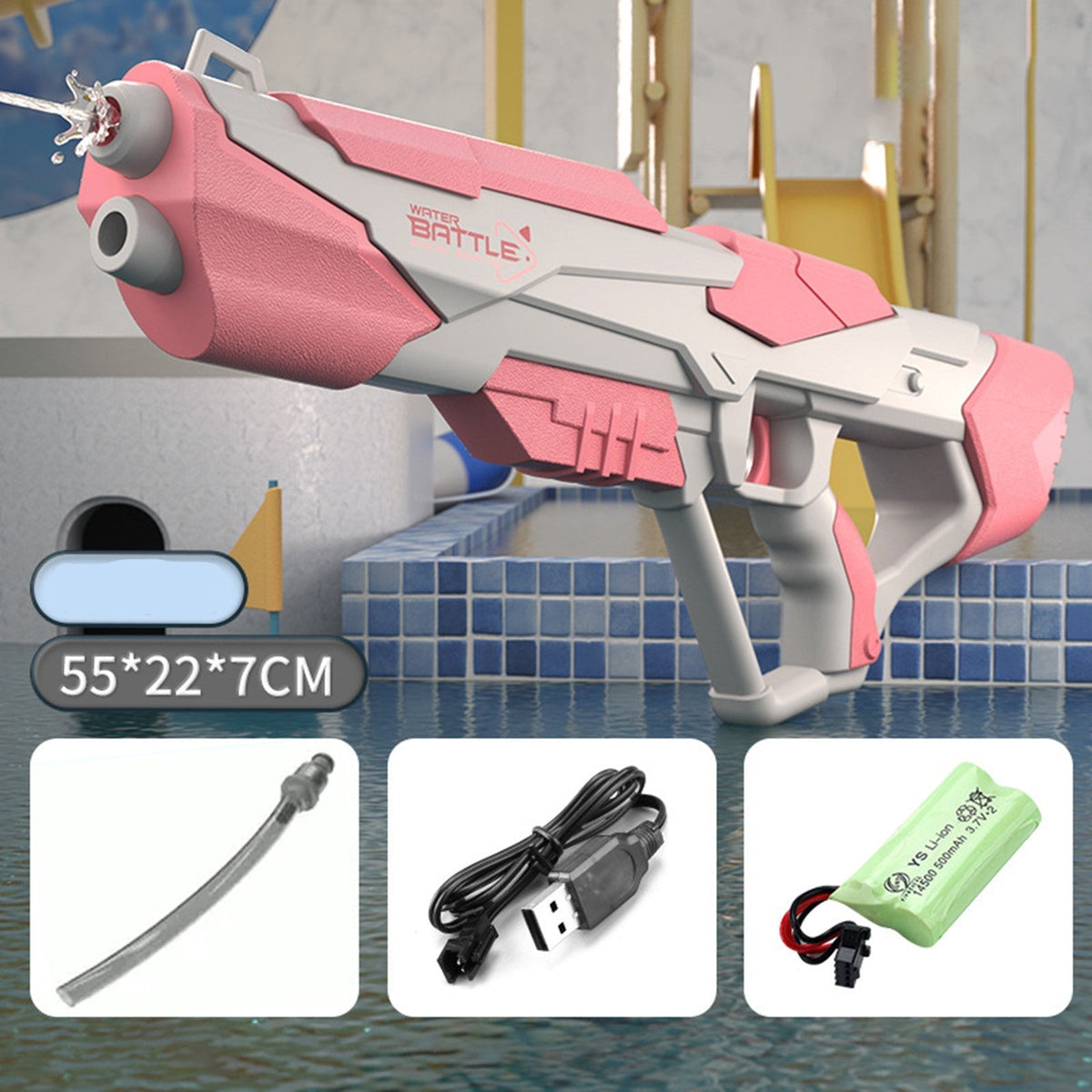 Waterpistool met drukstraal & USB-accu voor kinderen & volwassenen – SpritzPower X1