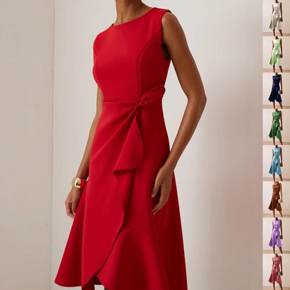 Mouwloze midi-jurk voor dames met strik