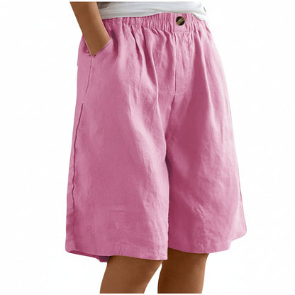 Dames Katoen & Linnen Cropped Shorts — Losse High Waist Zomershort
