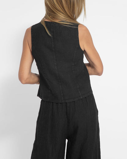 Linnen 2-Delige Set met Wijde Broek en Vest – Alma