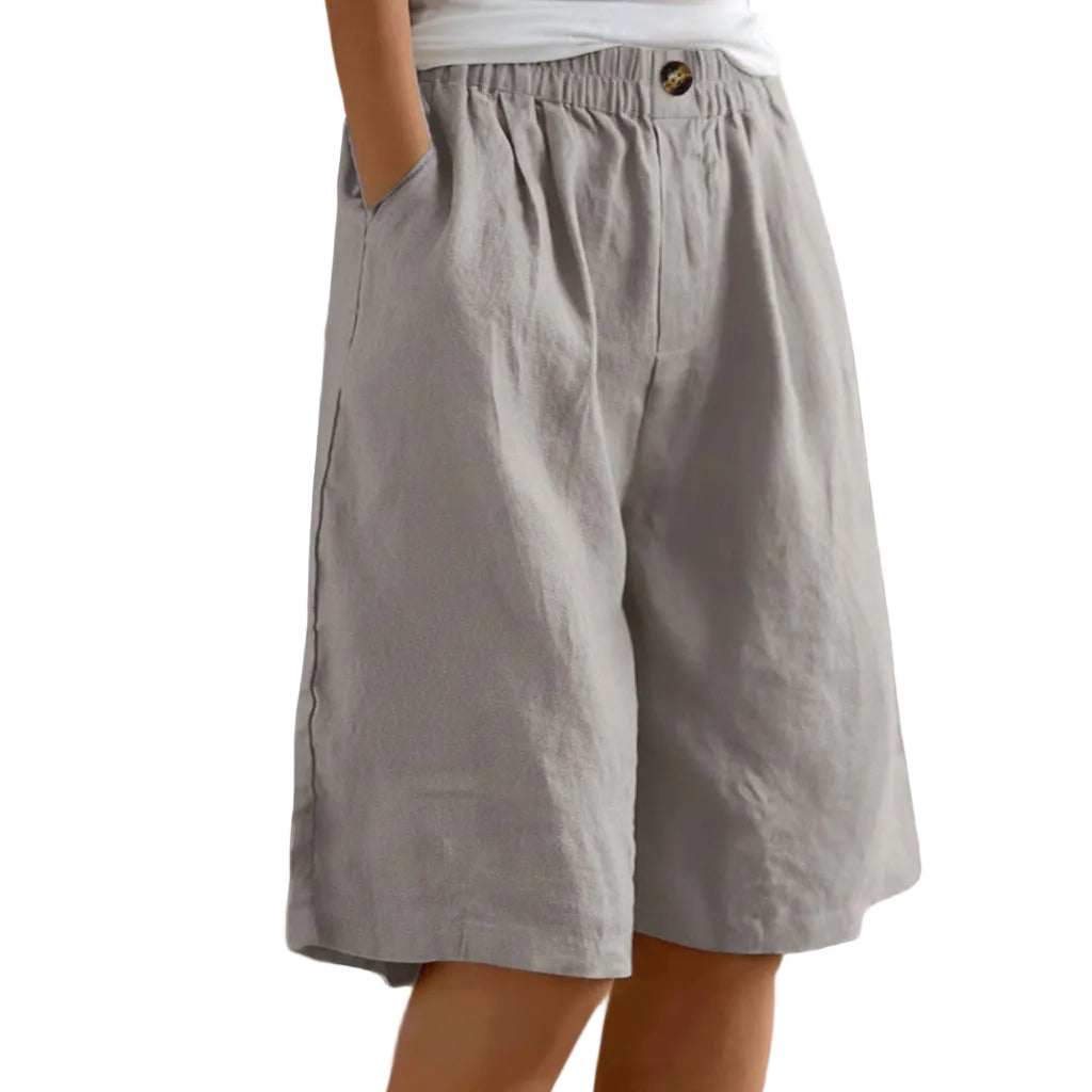 Dames Katoen & Linnen Cropped Shorts — Losse High Waist Zomershort