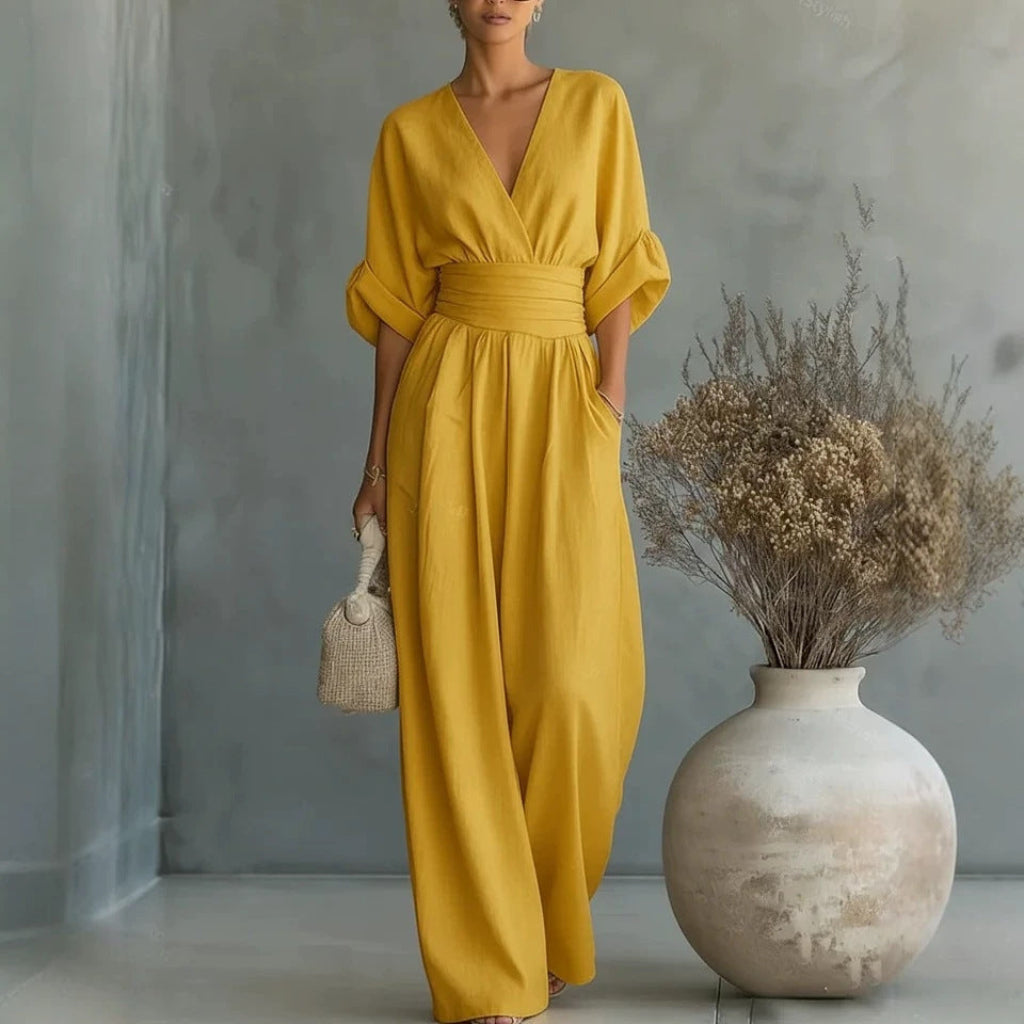 Zomerse casual jumpsuit met V-hals
