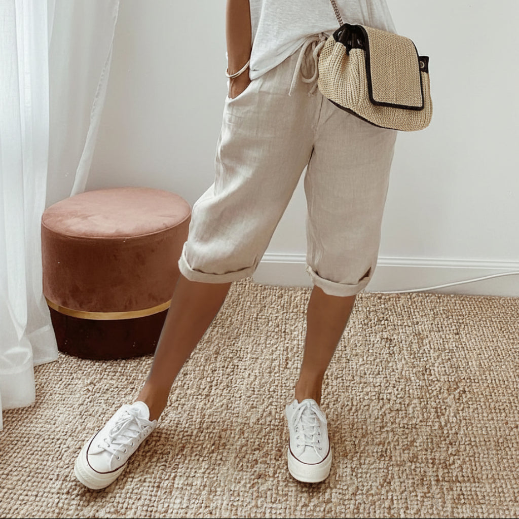 Casual dames-short van katoen en linnen