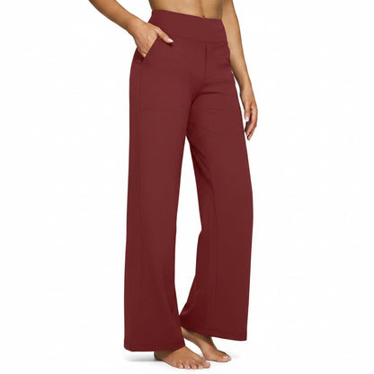 Gebreide Rechte Broek Met Hoge Taille En Zakken