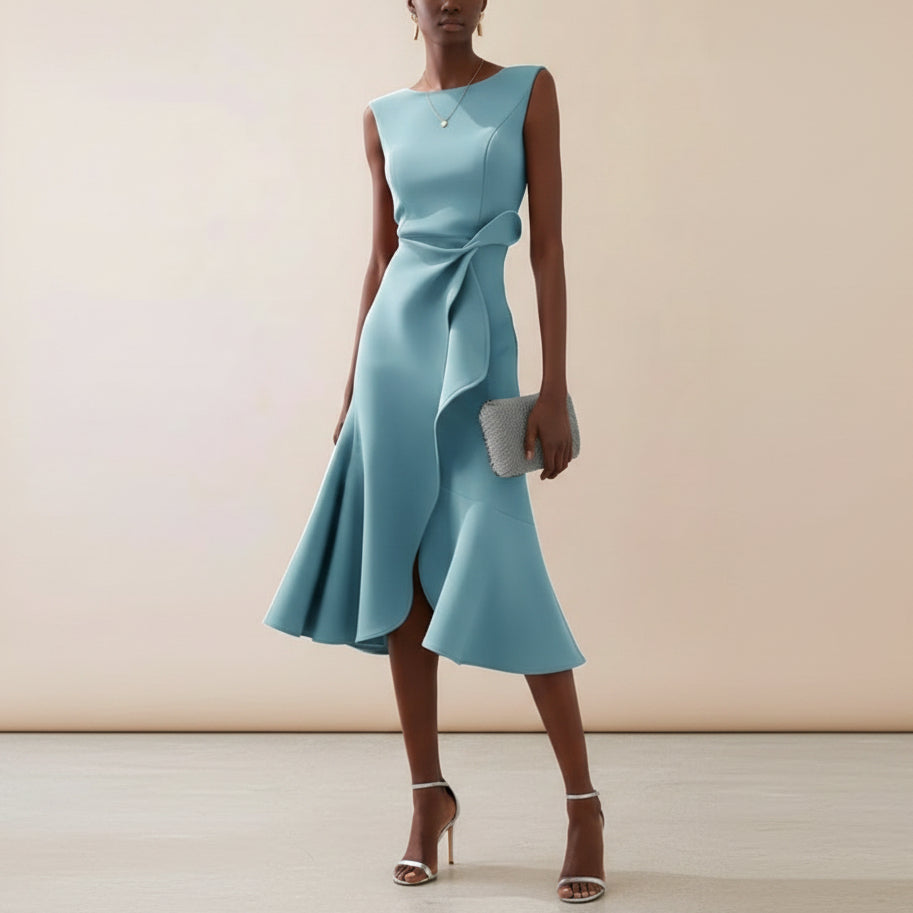 Mouwloze midi-jurk voor dames met strik