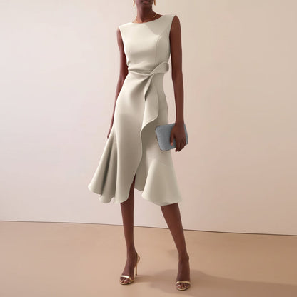 Mouwloze midi-jurk voor dames met strik