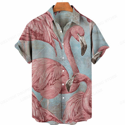 Tropisch 3D Flamingo Overhemd – Kai