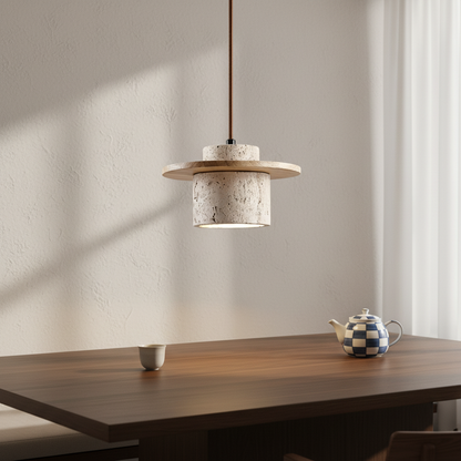 Hanglamp Travertijn houtlook - Travento