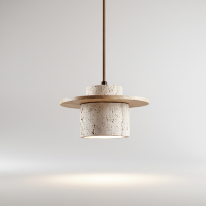 Hanglamp Travertijn houtlook - Travento