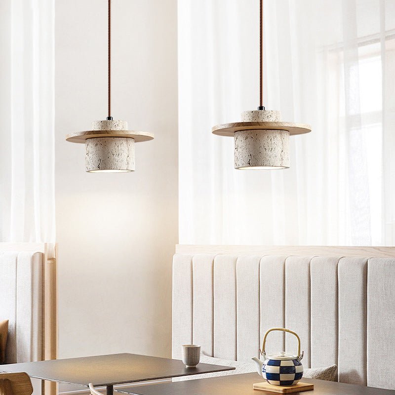 Hanglamp Travertijn houtlook - Travento