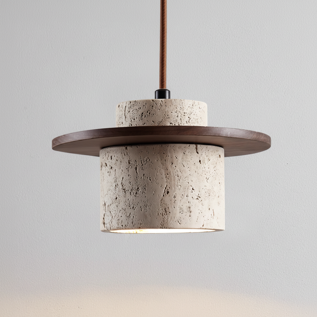 Hanglamp Travertijn houtlook - Travento