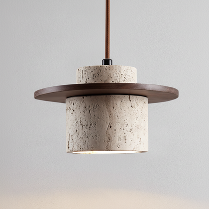 Hanglamp Travertijn houtlook - Travento