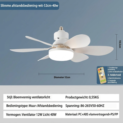 E27 LED Plafondventilator Lamp met Afstandsbediening