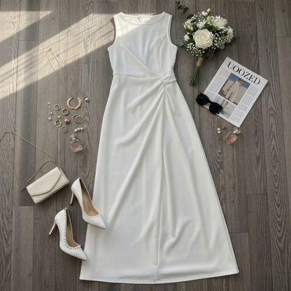 Elegante Geplooide Maxi-Jurk voor Dames