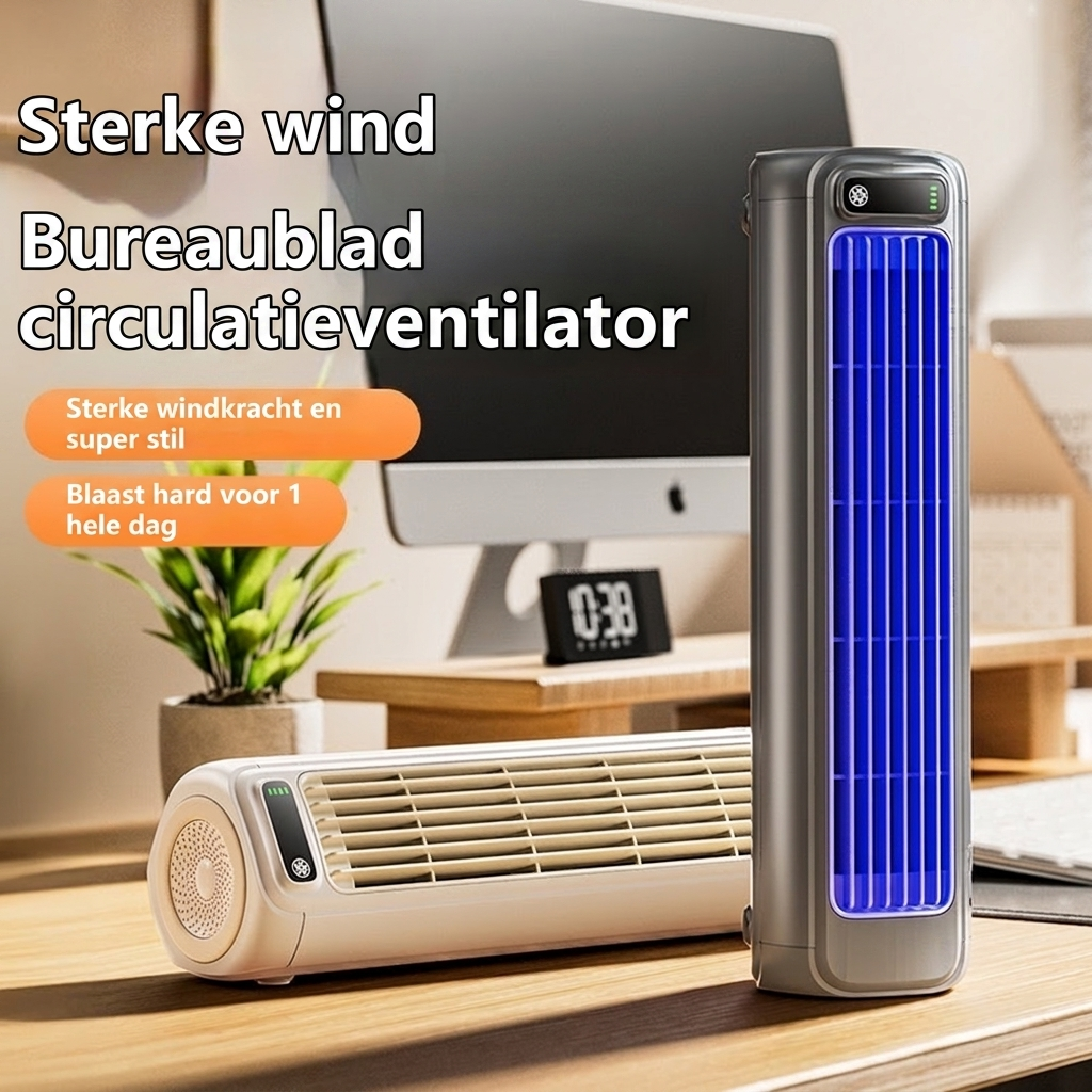 Draagbare Stille USB-Ventilator met Grote Luchtstroom en 2000mAh Accu