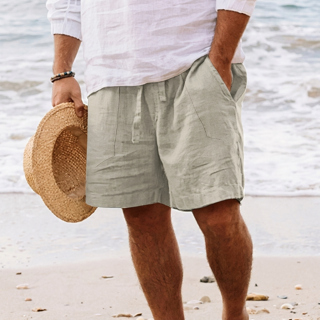 Casual herenshort met trekkoord en zakken, geschikt voor de zomer en het strand